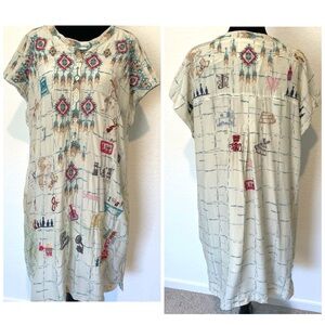Johnny Was Biya Rondo Tunic Dress Embroidered Silk Size Medium